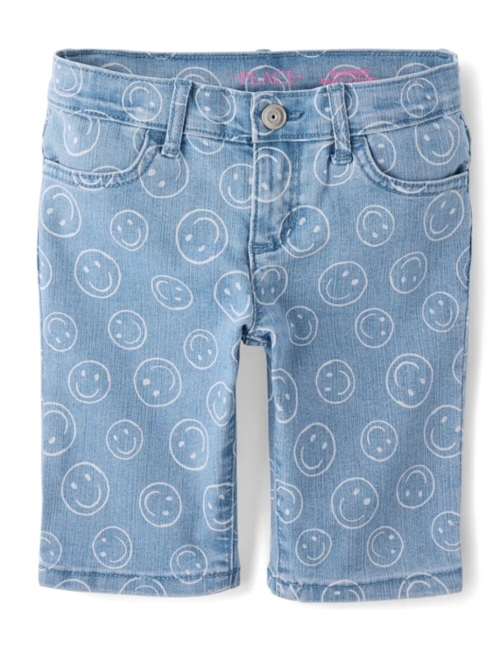 The Children’s Place |Girls Happy Face Denim Skimmer Shorts - denim, Sz 14